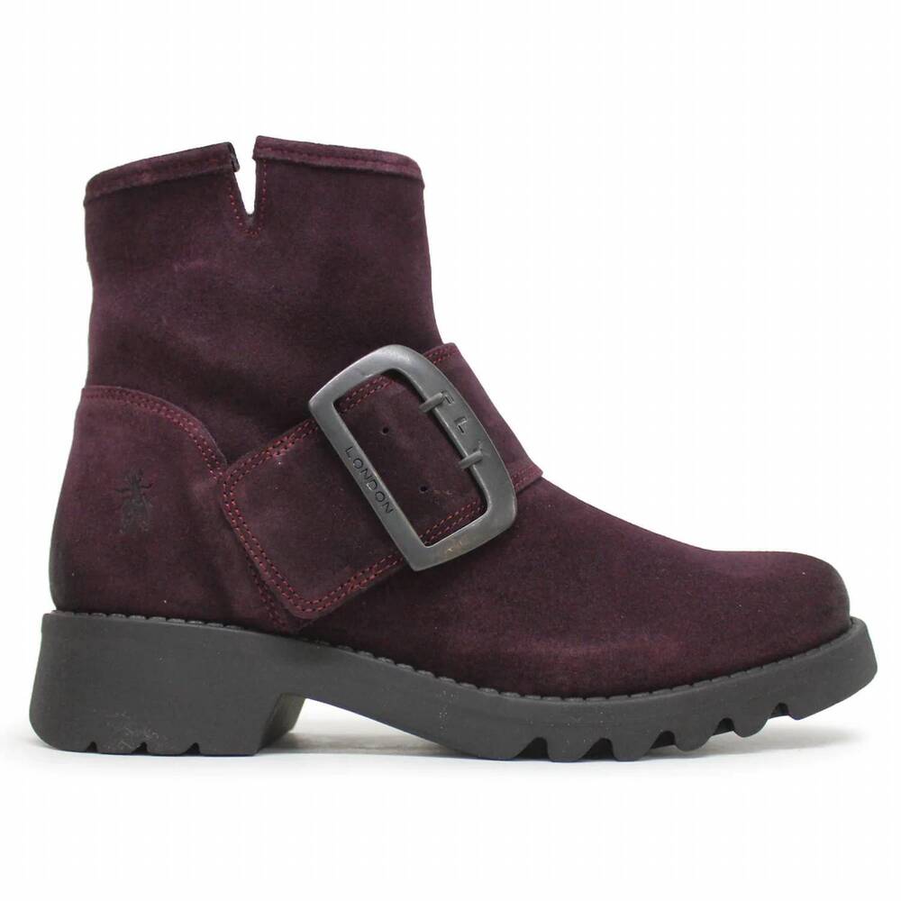 NEW FLY LONDON women's rily 991 buckle ankle boots in purple